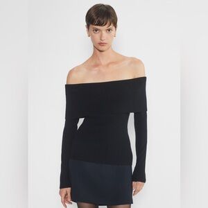 Aritzia Wilfred Off-Shoulder Black Sweater